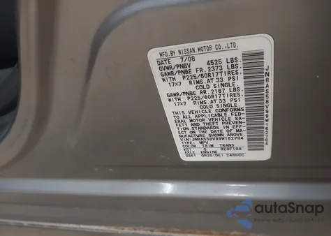 2009 Nissan Rogue Sl z USA, uszkodzony, nr VIN JN8AS58V99W162784